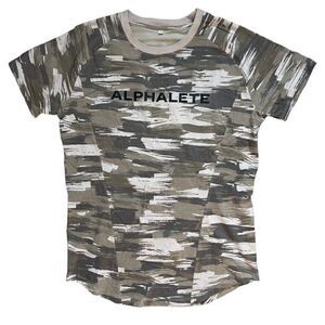 Alphalete NWOT Mens Light Green Camo Velocity Tee Wave Short Sleeve Tee Sz L